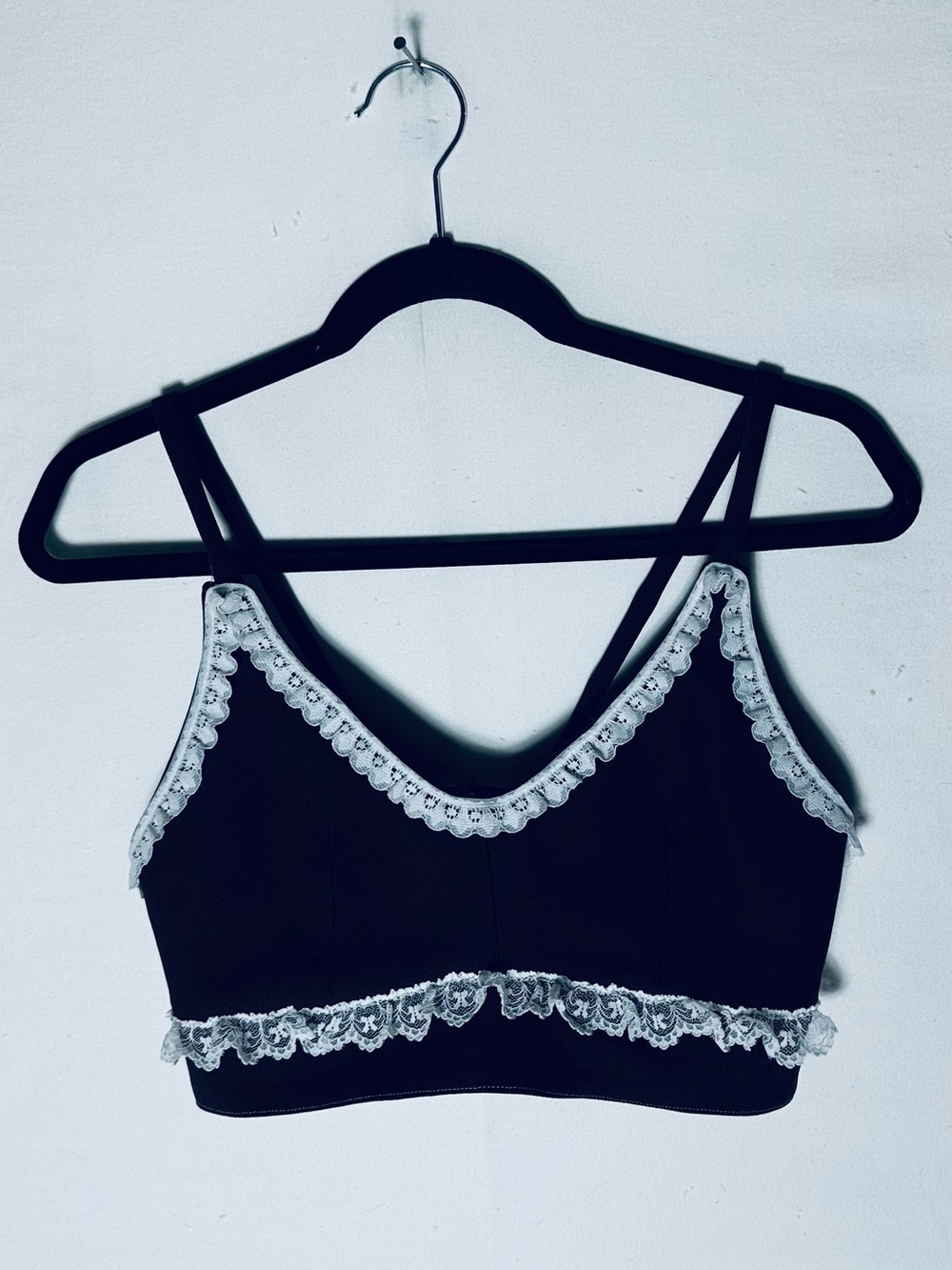 Vintage Handmade Brown Corset Cami Crop Bralette Top W Lace Trim Hook Eye Back S